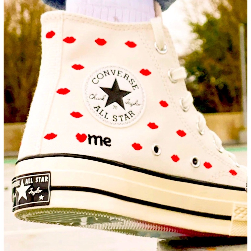 Converse hi top Crafted with love Valentines Day limited edition sneakers - Picture 4 of 14